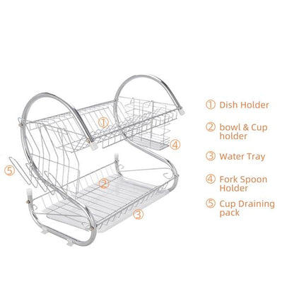Multifunctional S-shaped Dual Layers Bowls & Dishes Collection Shelf