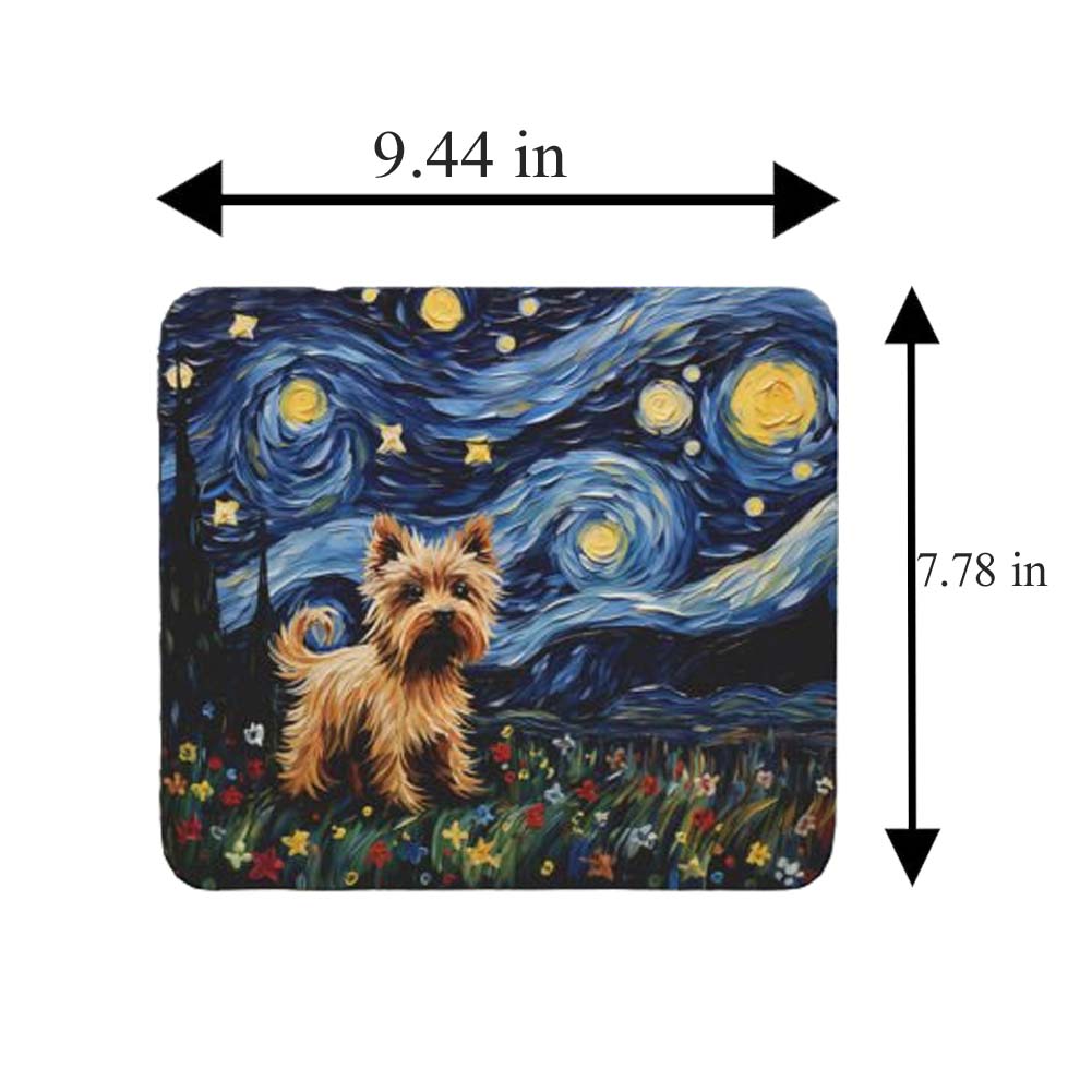 Starry Night Dog Yorkie Yorkshire Non-Slip Computer Mousepad