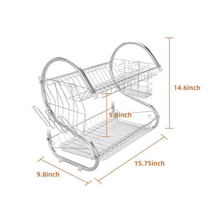 Multifunctional S-shaped Dual Layers Bowls & Dishes Collection Shelf
