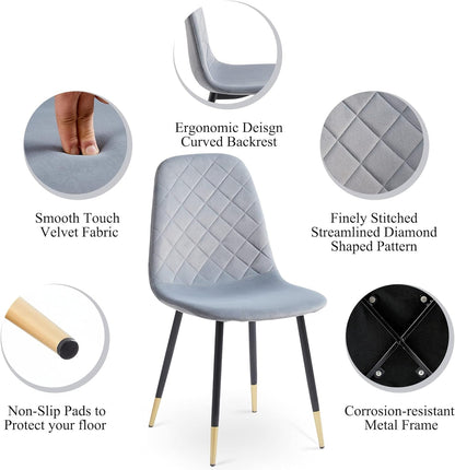 Velvet Dining Chairs Kitchen Plain Color Chair Upholstered Side Stools