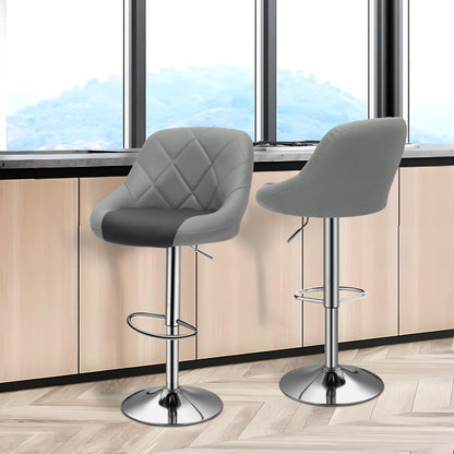 Bar Stools Set of 2 for Kitchen Counter, Height Adjustable Swivel PU