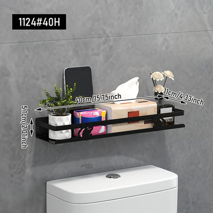 NoDrill Black Bathroom Storage Rack  SpaceSaving Iron Organizer