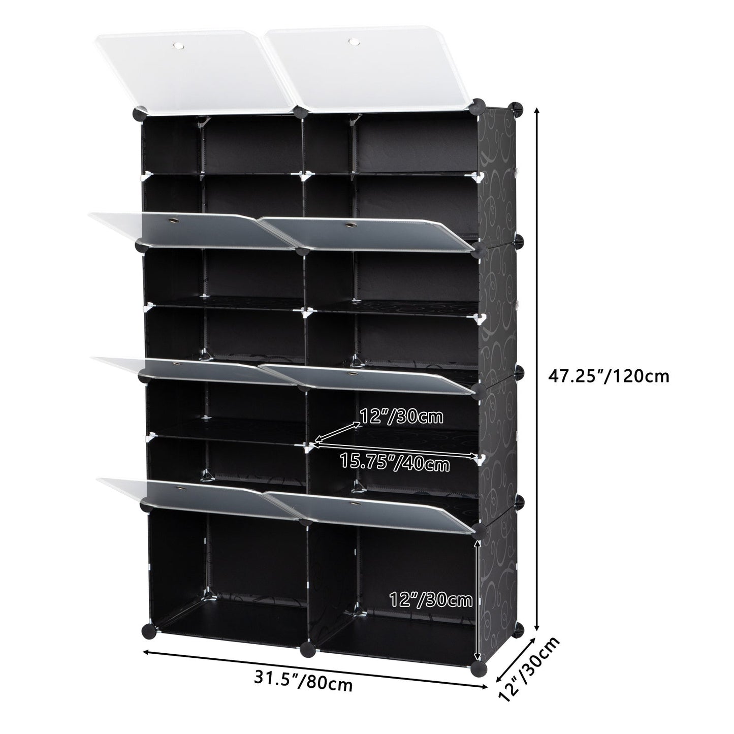 7-Tier Portable 28 Pair Shoe Rack Organizer 14 Grids Tower Shelf