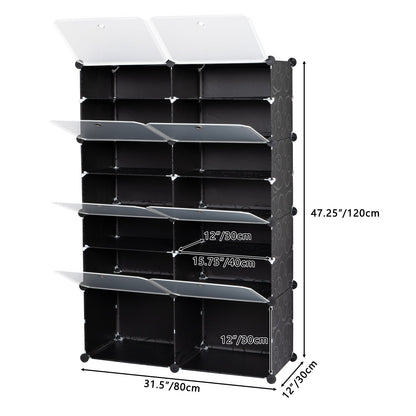 7-Tier Portable 28 Pair Shoe Rack Organizer 14 Grids Tower Shelf