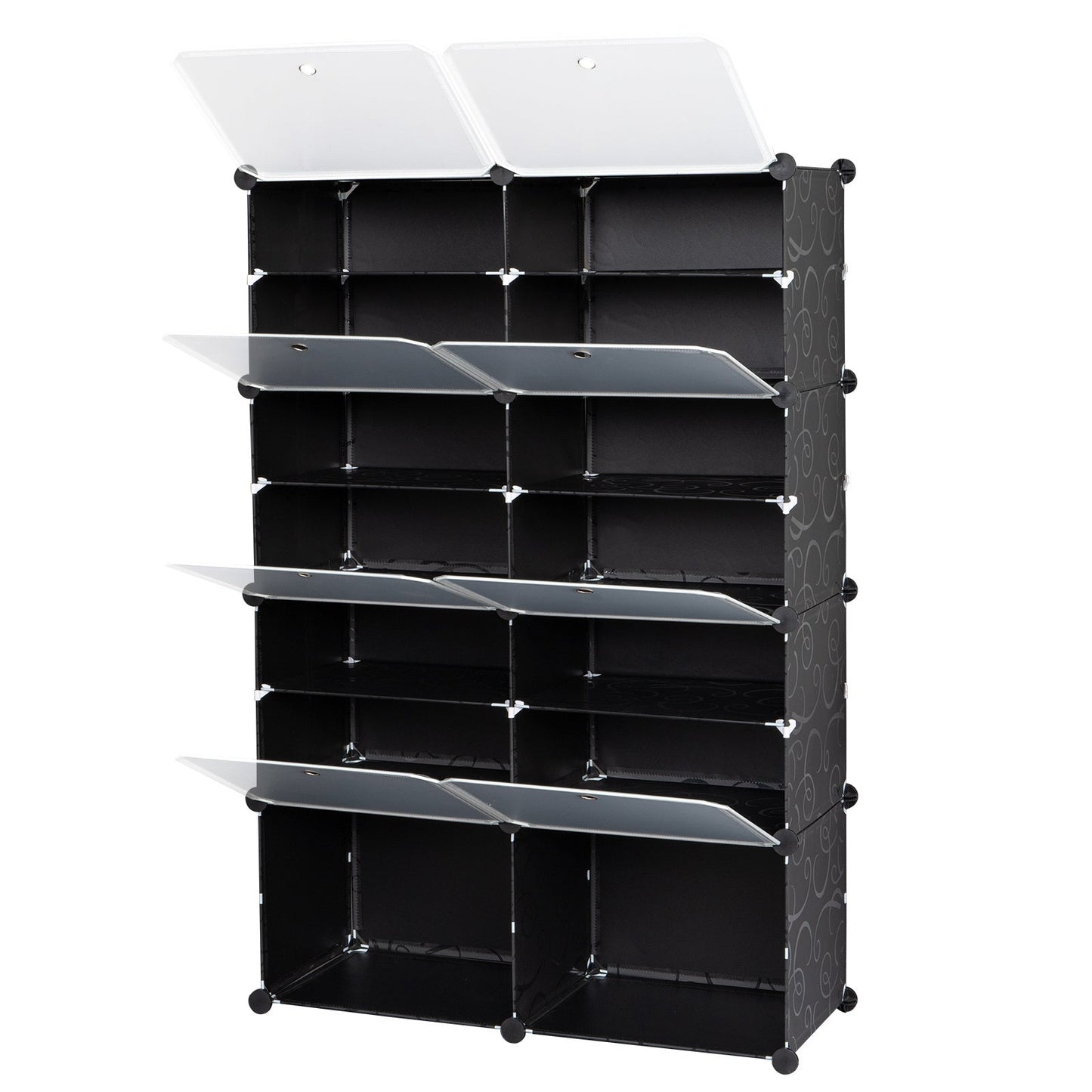 7-Tier Portable 28 Pair Shoe Rack Organizer 14 Grids Tower Shelf