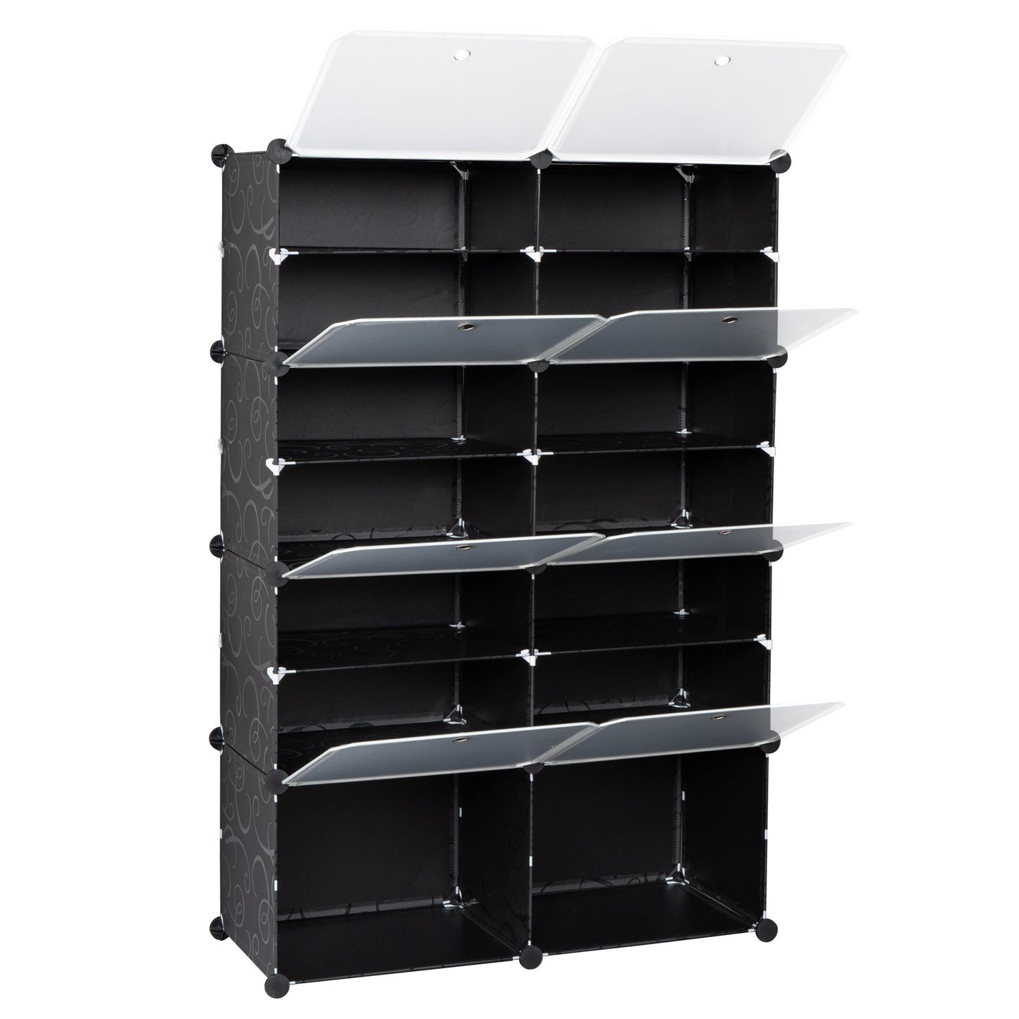 7-Tier Portable 28 Pair Shoe Rack Organizer 14 Grids Tower Shelf