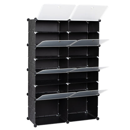 7-Tier Portable 28 Pair Shoe Rack Organizer 14 Grids Tower Shelf