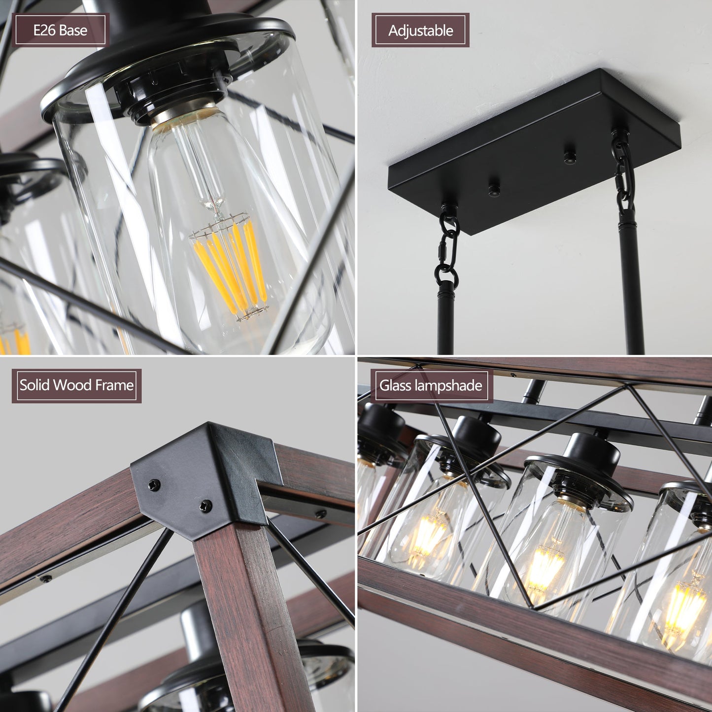 5-Light Retro Farmhouse Chandelier For Kitchen, Living room, Dining