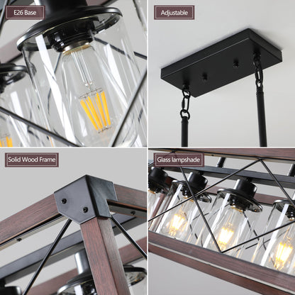 5-Light Retro Farmhouse Chandelier For Kitchen, Living room, Dining