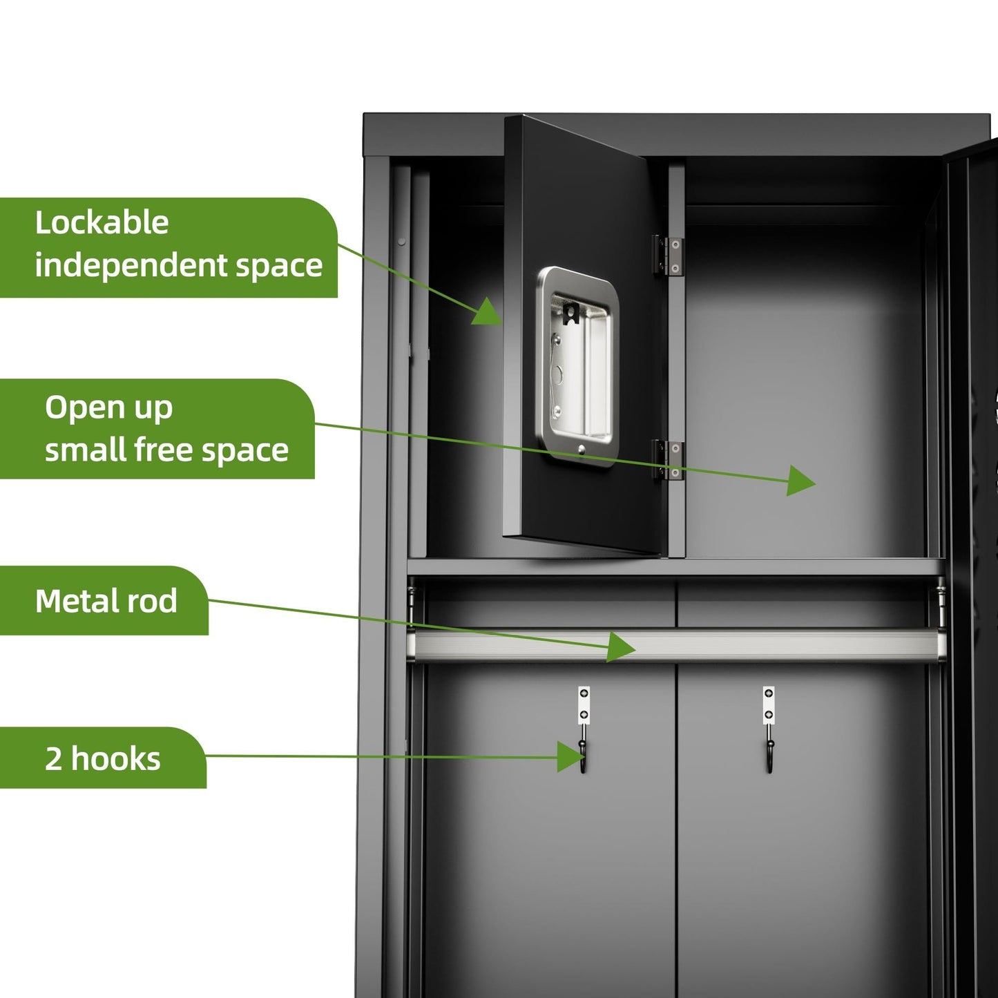 1 Door Metal Locker With Hanging Rod,Metal Storage Locker With