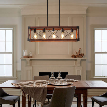 5-Light Retro Farmhouse Chandelier For Kitchen, Living room, Dining