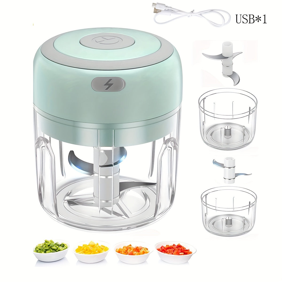 Compact Electric Garlic  Vegetable Chopper 250ml USB Grinder