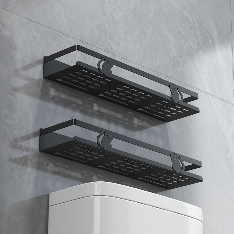 NoDrill Black Bathroom Storage Rack  SpaceSaving Iron Organizer
