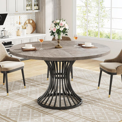 round Dining Table for 4-6 People, 47-Inch Farmhouse Dinning Room