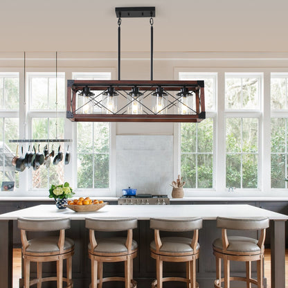 5-Light Retro Farmhouse Chandelier For Kitchen, Living room, Dining