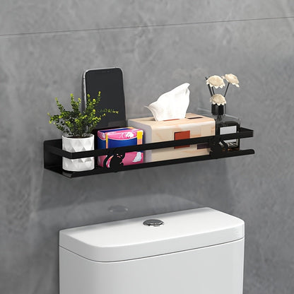 NoDrill Black Bathroom Storage Rack  SpaceSaving Iron Organizer