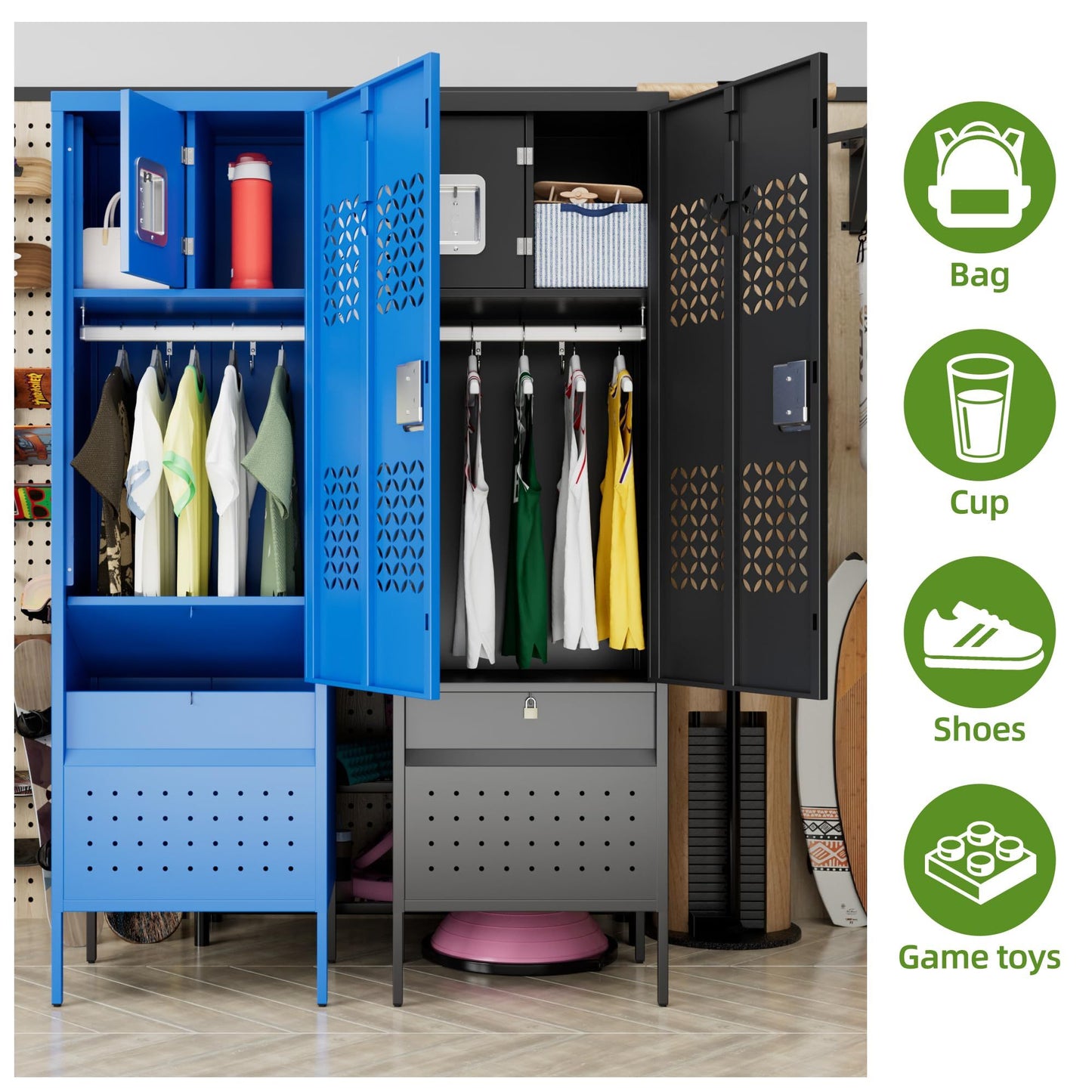 1 Door Metal Locker With Hanging Rod,Metal Storage Locker With