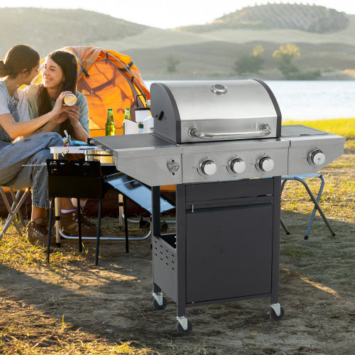Propane Grill 3 Burner Barbecue Grill Stainless Steel Gas Grill With
