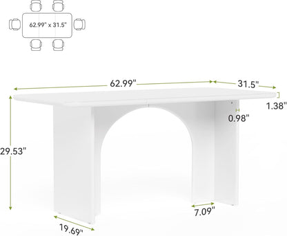 63-Inch Dining Table for 4-6 People, Large Kitchen Dinner Table with