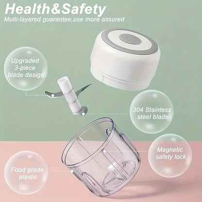 Compact Electric Garlic  Vegetable Chopper 250ml USB Grinder