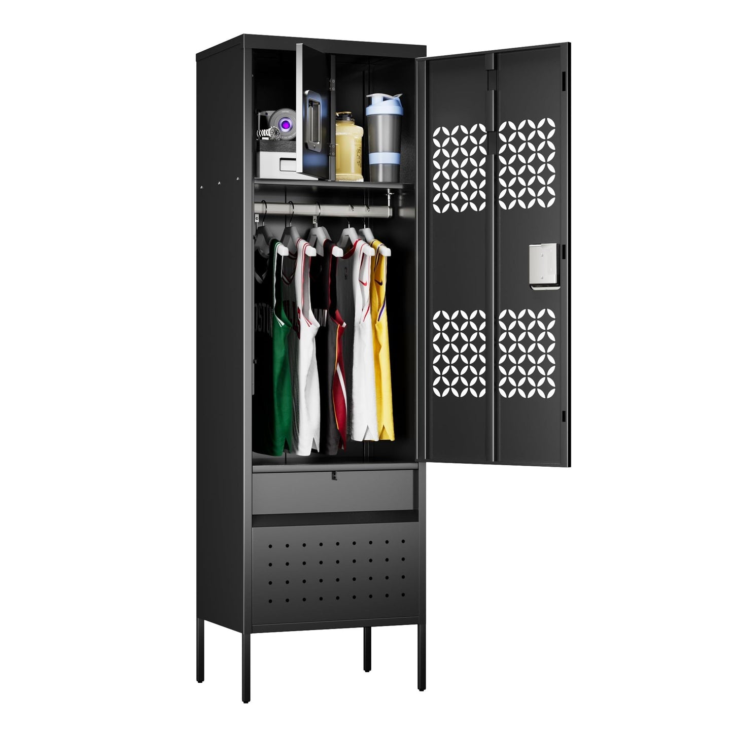 1 Door Metal Locker With Hanging Rod,Metal Storage Locker With