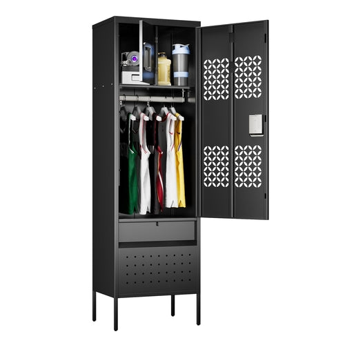 1 Door Metal Locker With Hanging Rod,Metal Storage Locker With