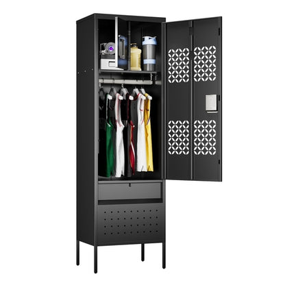 1 Door Metal Locker With Hanging Rod,Metal Storage Locker With