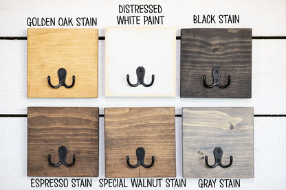 Solid Wood Bathroom Shelf with Towel Hooks