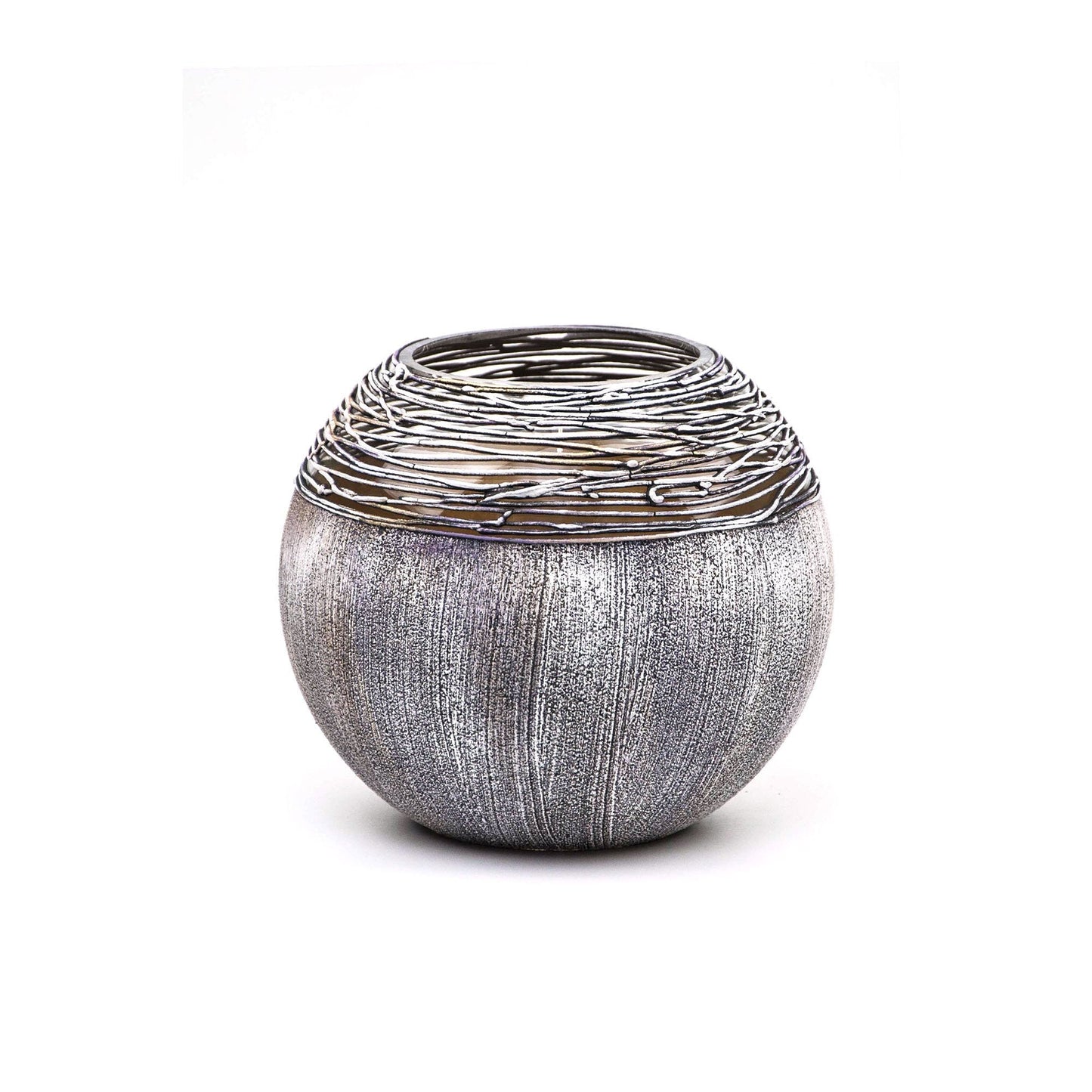 Art Decorated Gray Glass Vase for Flowers | Painted Art Glass Round Va