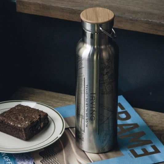 Irving - Texas Map Bottle with Bamboo Top